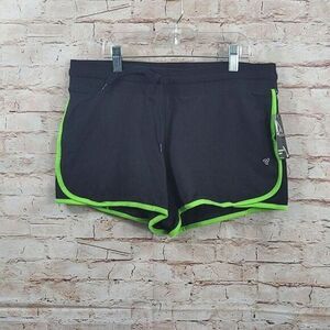 Jockey Women Shorts Medium Black with Green Trim Sport Athletic Yoga Gym‎ JK7540